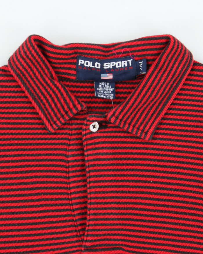 Vintage Y2K Polo Sport Striped Long Sleeve Polo Shirt - M