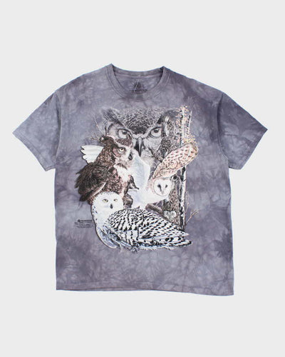 The Mountain Owls Print Grey Cotton T-Shirt - XL