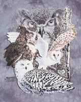 The Mountain Owls Print Grey Cotton T-Shirt - XL