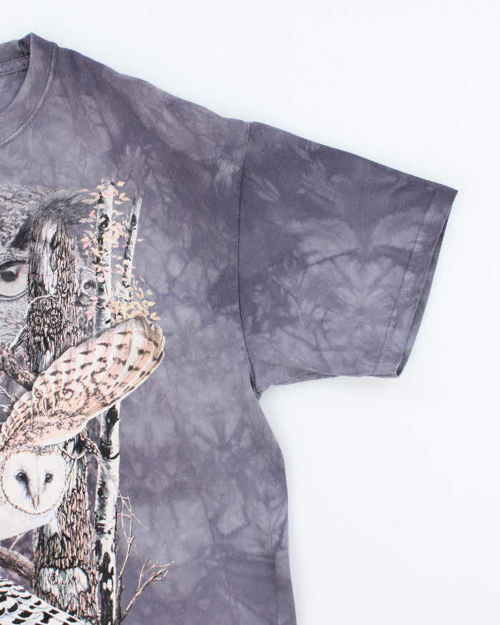 The Mountain Owls Print Grey Cotton T-Shirt - XL