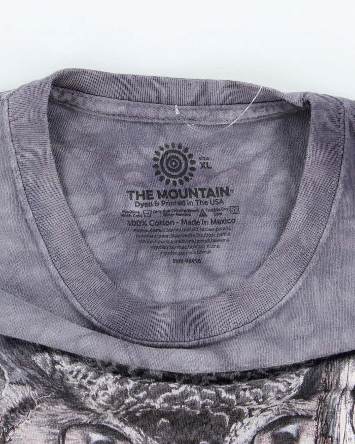 The Mountain Owls Print Grey Cotton T-Shirt - XL