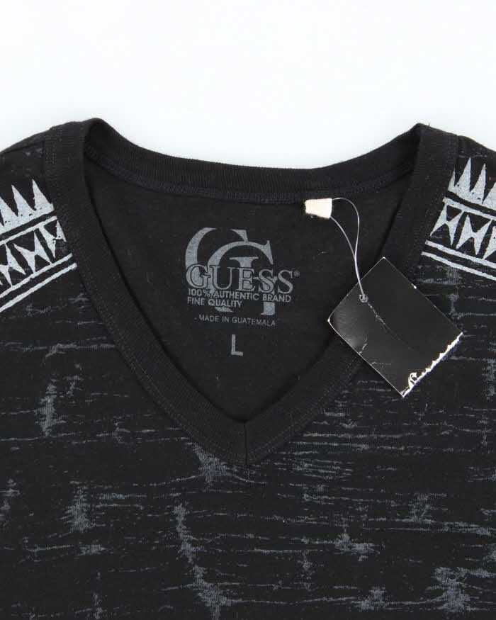 Y2k Guess Black Graphic T-Shirt - L