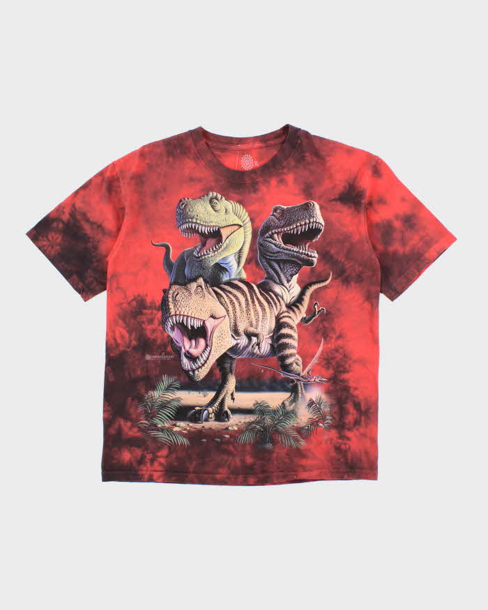 The Mountain Red Tie-Dye Dinosaur Graphic T-Shirt - XL