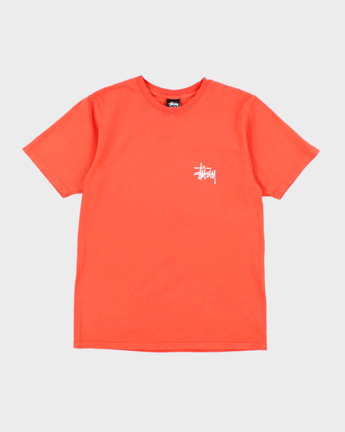 Vintage 00s Stussy Orange Logo T-Shirt - S