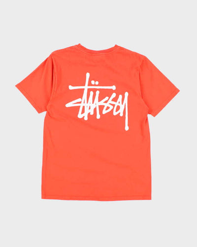 Vintage 00s Stussy Orange Logo T-Shirt - S