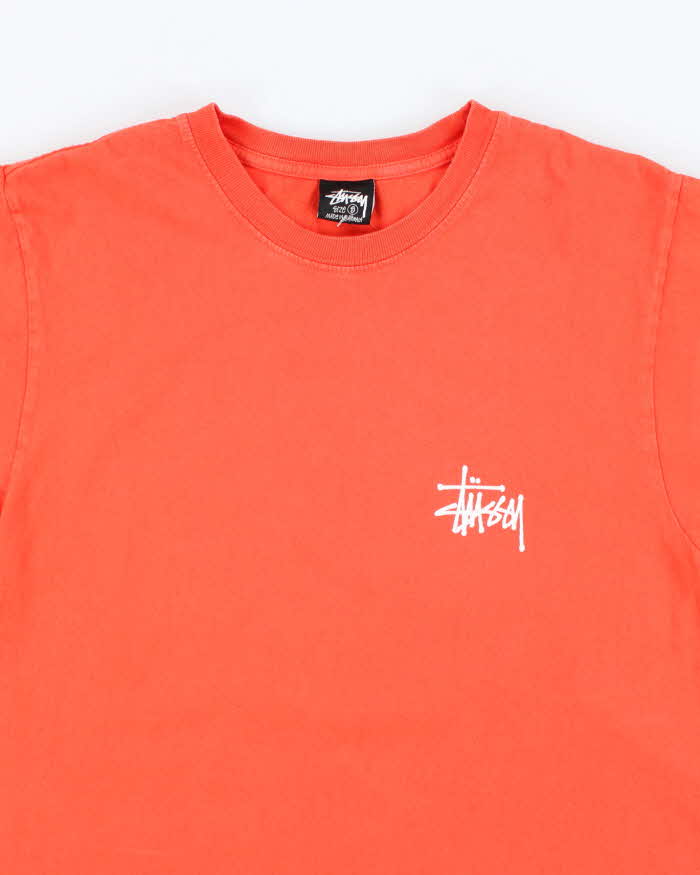 Vintage 00s Stussy Orange Logo T-Shirt - S