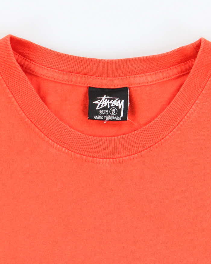 Vintage 00s Stussy Orange Logo T-Shirt - S