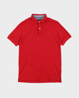 00s Tommy Hilfiger Red Polo T-Shirt - L