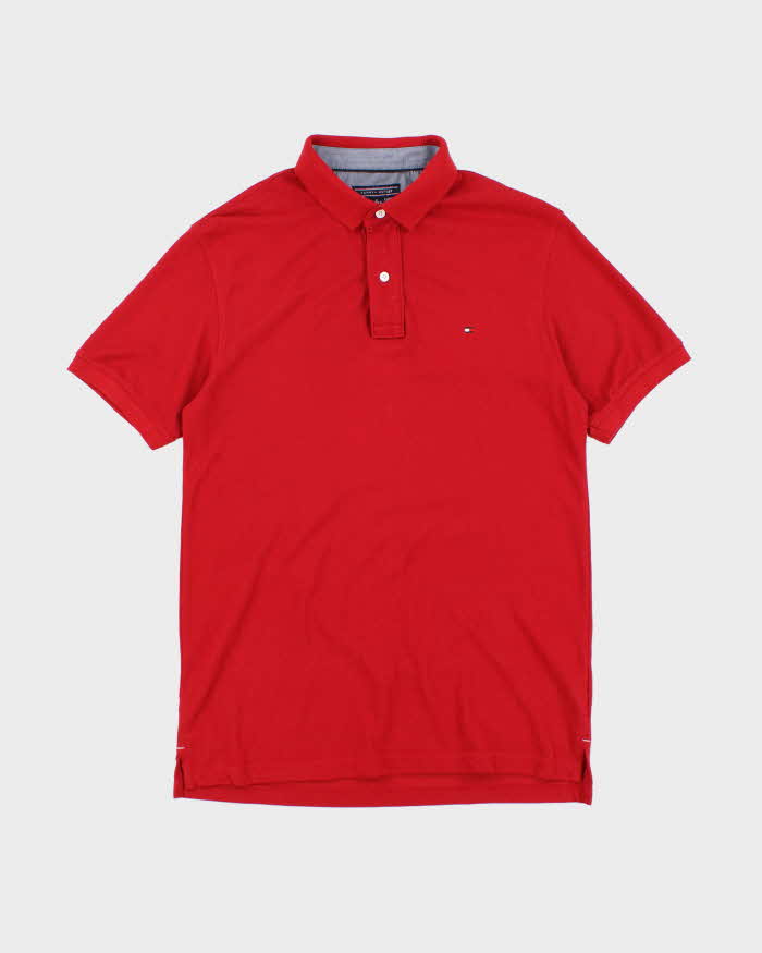 00s Tommy Hilfiger Red Polo T-Shirt - L