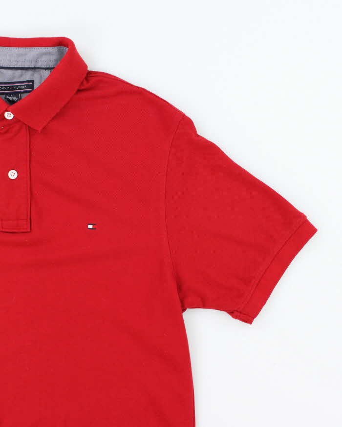 00s Tommy Hilfiger Red Polo T-Shirt - L