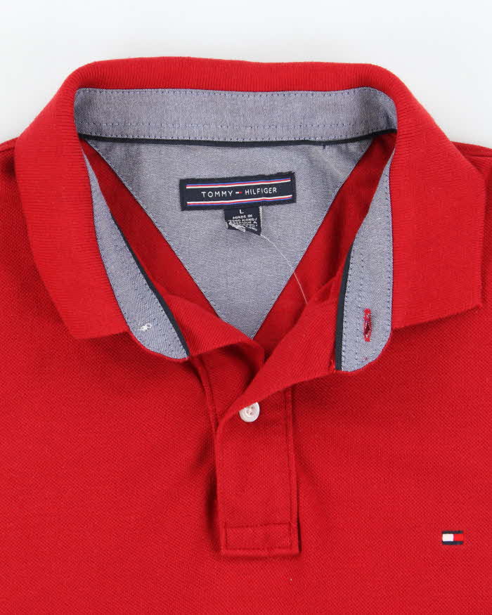 00s Tommy Hilfiger Red Polo T-Shirt - L