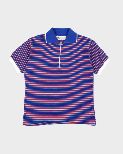 Vintage 80's KP Striped Quarter Zip Polo Shirt - L