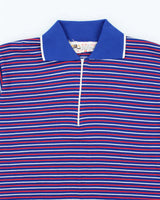 Vintage 80's KP Striped Quarter Zip Polo Shirt - L