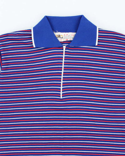 Vintage 80's KP Striped Quarter Zip Polo Shirt - L