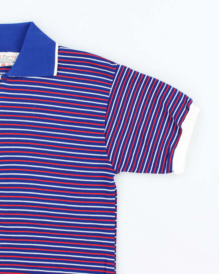 Vintage 80's KP Striped Quarter Zip Polo Shirt - L