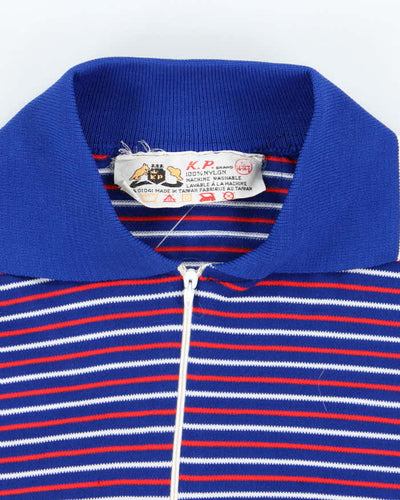 Vintage 80's KP Striped Quarter Zip Polo Shirt - L