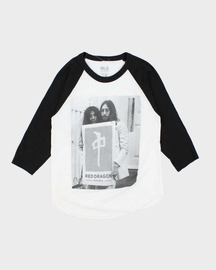 Vintage 2000's Red Dragon Skateboards Yoko &amp; John Graphic Raglan T-Shirt - S