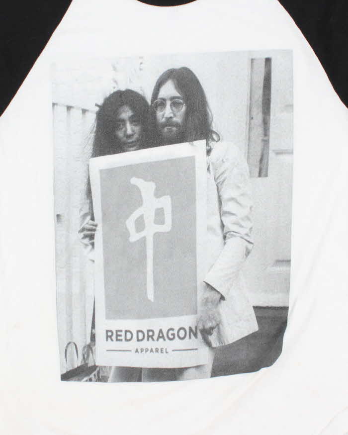 Vintage 2000's Red Dragon Skateboards Yoko &amp; John Graphic Raglan T-Shirt - S