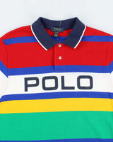 Vintage 2000's Ralph Lauren Polo Spell Out Patterned Polo Shirt - XL