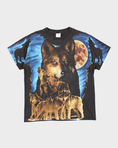 Vintage 90's Wolf Pact All Over Print Graphic T-Shirt - M