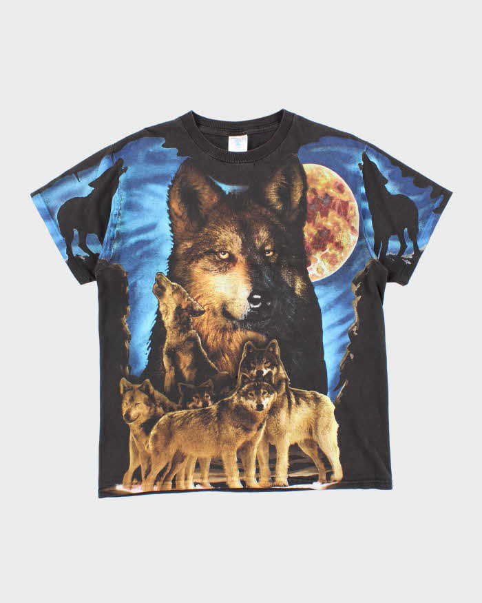 Vintage 90's Wolf Pact All Over Print Graphic T-Shirt - M