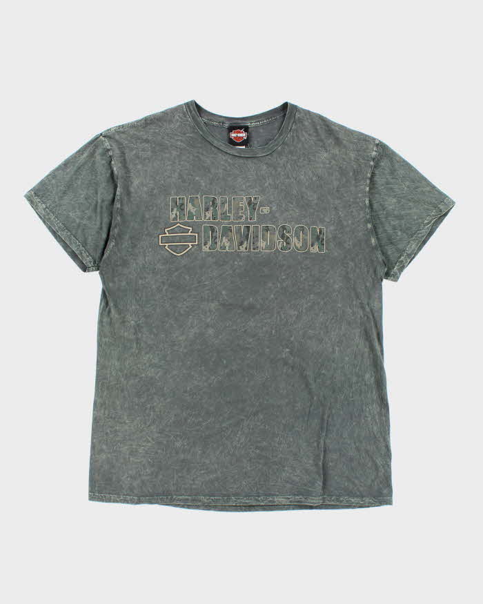 Vintage 2000's Harley Davidson Marble Wash Camo Graphic T-Shirt - XL