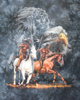 Vintage 90's Horsemen Eagle Marble Graphic T-Shirt - XL