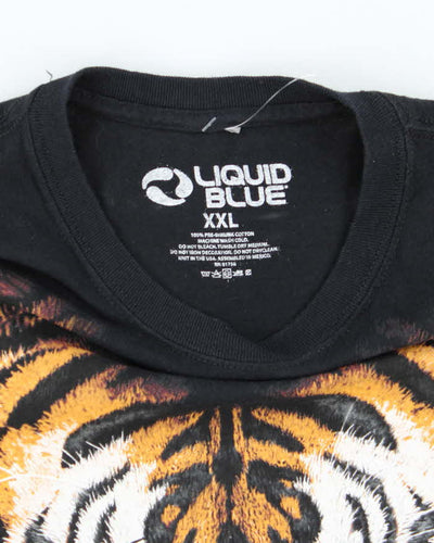 Vintage Liquid Blue Big Tiger Face Graphic T-Shirt - XL