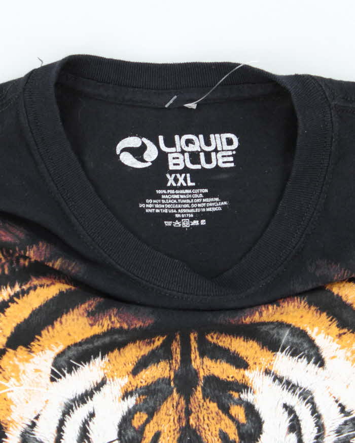 Vintage Liquid Blue Big Tiger Face Graphic T-Shirt - XL