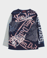 Vintage Y2k 2000s Von Dutch All Over Print Distressed T-shirt - L