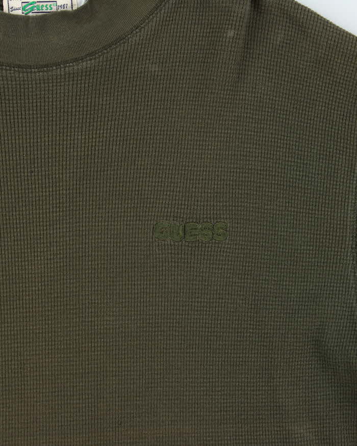 Vintage 90s Guess Waffle Long Sleeve T-shirt - M