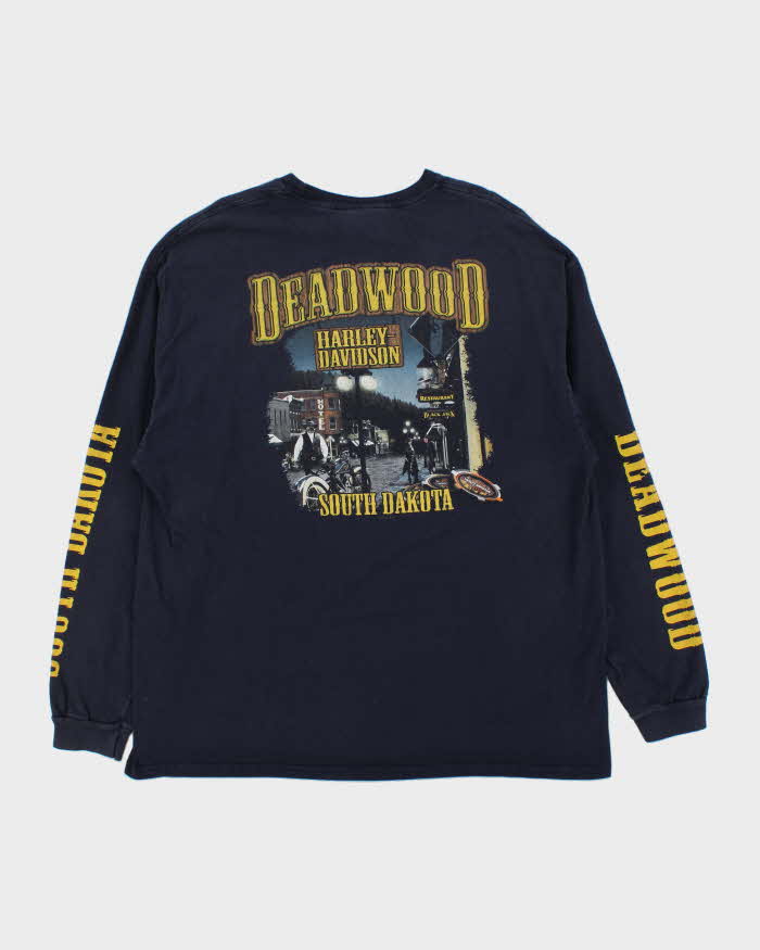 Harley Davidson Deadwood Graphic Navy Long Sleeve T-Shirt - XXL