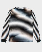 Stussy Black &amp; White Striped Jacquard Logo Long Sleeve T-Shirt - M