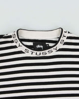 Stussy Black &amp; White Striped Jacquard Logo Long Sleeve T-Shirt - M