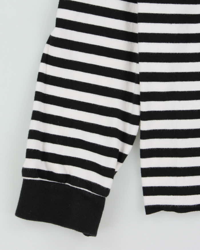 Stussy Black &amp; White Striped Jacquard Logo Long Sleeve T-Shirt - M