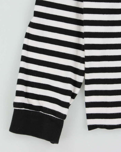 Stussy Black & White Striped Jacquard Logo Long Sleeve T-Shirt - M