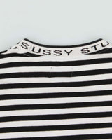 Stussy Black &amp; White Striped Jacquard Logo Long Sleeve T-Shirt - M