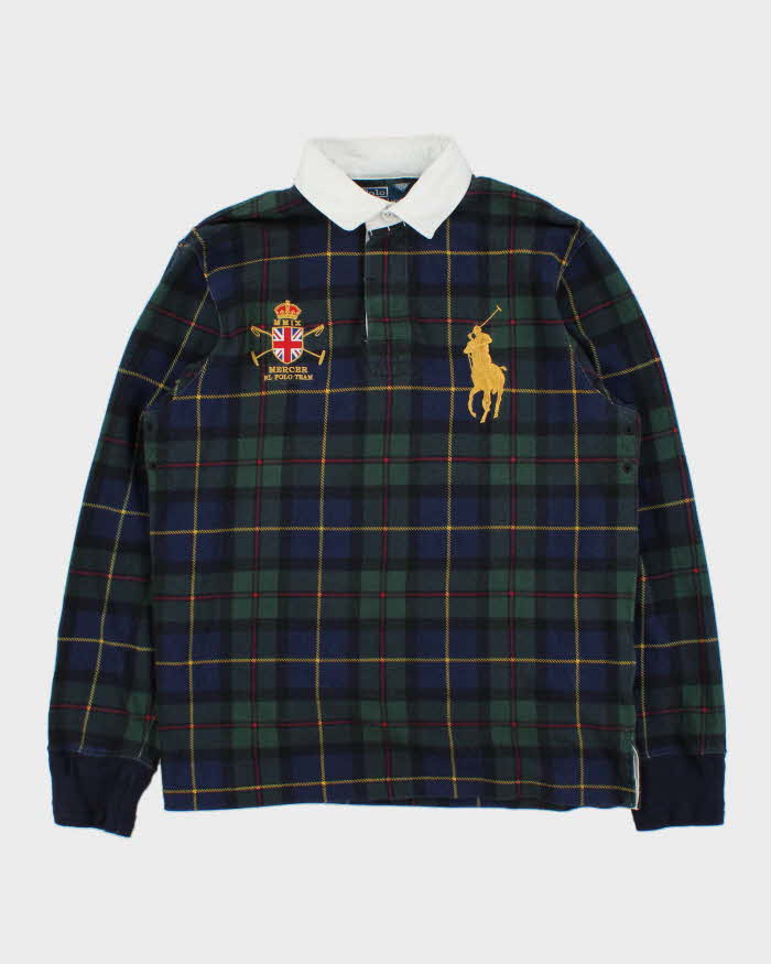 Vintage Y2K 00s Polo Ralph Lauren Tartan Large Pony Rugby Shirt - M