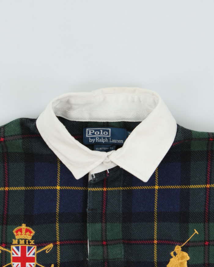 Vintage Y2K 00s Polo Ralph Lauren Tartan Large Pony Rugby Shirt - M