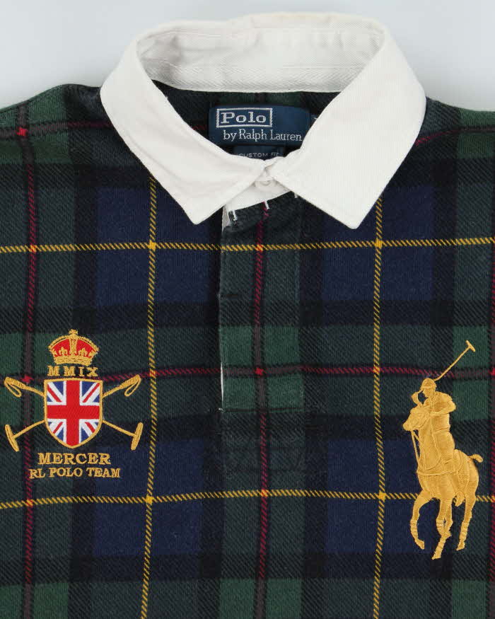 Vintage Y2K 00s Polo Ralph Lauren Tartan Large Pony Rugby Shirt - M