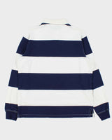 Polo Ralph Lauren Blue &amp; White Striped Long Sleeve Rugby Shirt - L