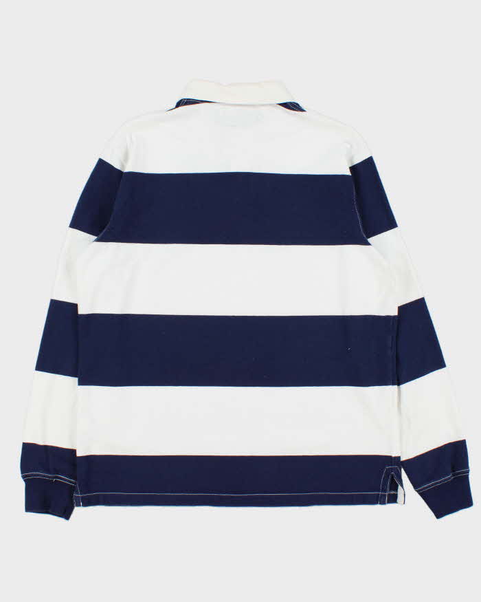 Polo Ralph Lauren Blue &amp; White Striped Long Sleeve Rugby Shirt - L