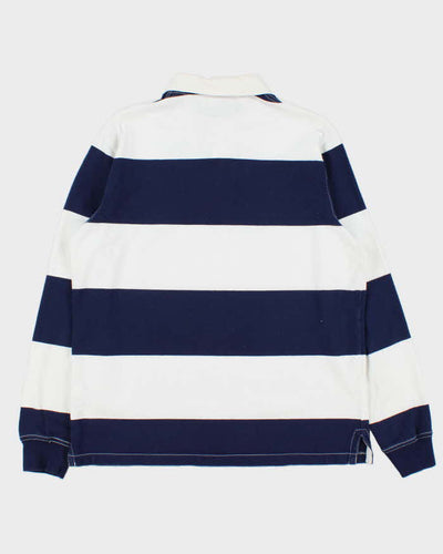 Polo Ralph Lauren Blue & White Striped Long Sleeve Rugby Shirt - L