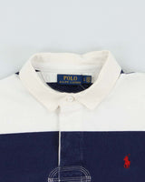 Polo Ralph Lauren Blue &amp; White Striped Long Sleeve Rugby Shirt - L