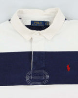Polo Ralph Lauren Blue &amp; White Striped Long Sleeve Rugby Shirt - L
