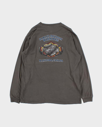 Harley Davidson Grey Winnipeg Graphic Long Sleeve T-Shirt - XL