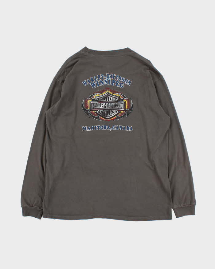 Harley Davidson Grey Winnipeg Graphic Long Sleeve T-Shirt - XL