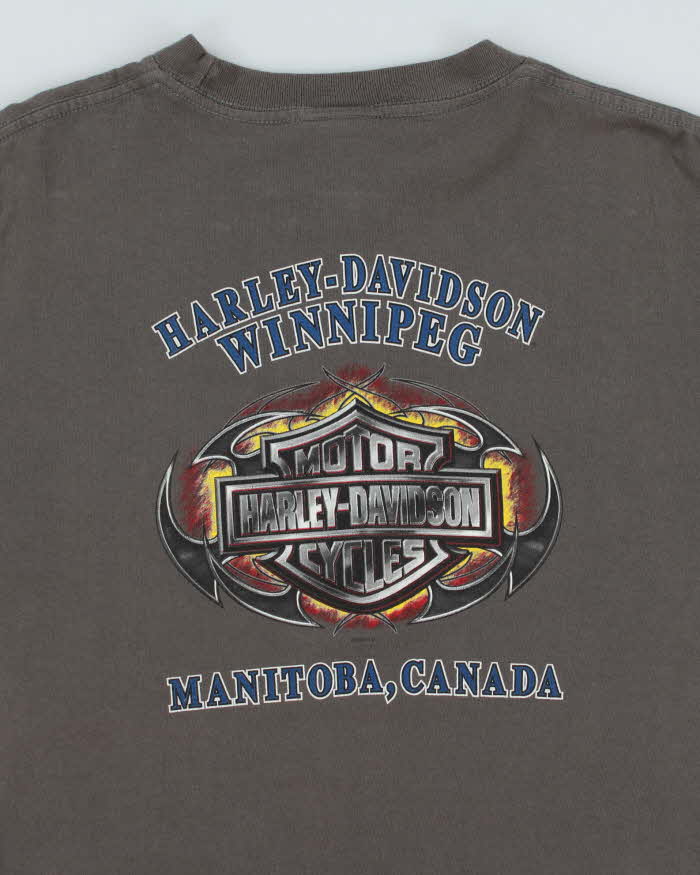 Harley Davidson Grey Winnipeg Graphic Long Sleeve T-Shirt - XL