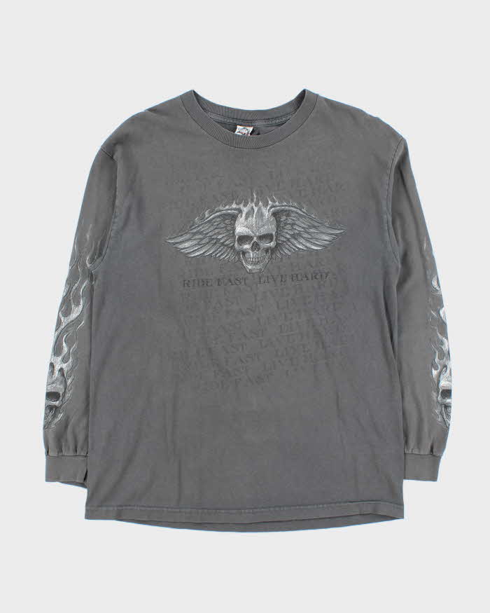 Vintage Y2k 00s Biker Long Sleeve T-Shirt - L