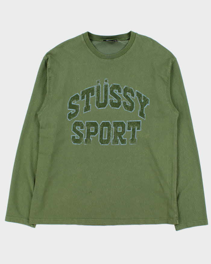 Stussy Sport Spell Out Logo Long Sleeve T-Shirt - L